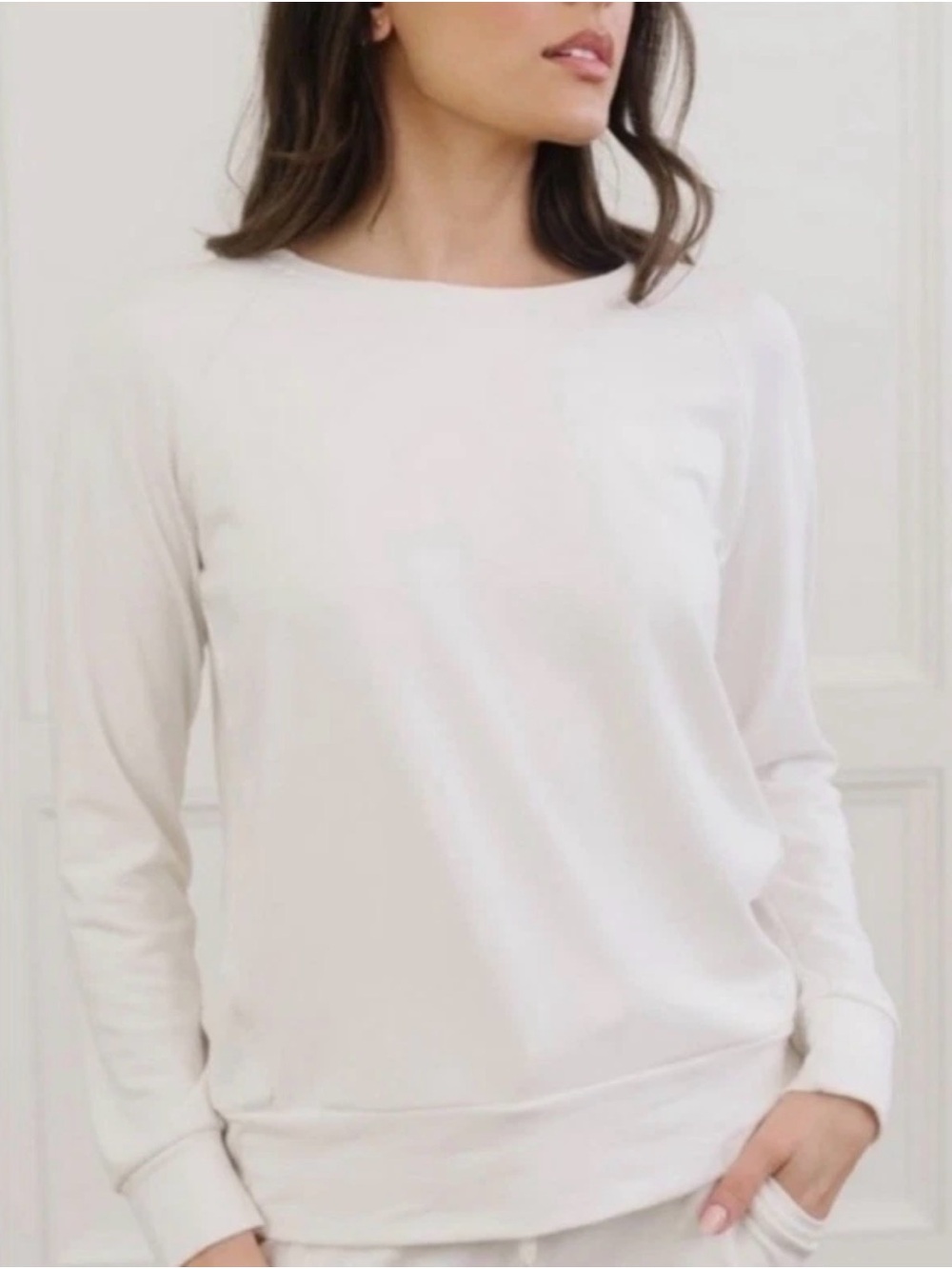 Cozy Earth Bamboo Pullover Crew XXL IVORY $130 NWT in canvas bag